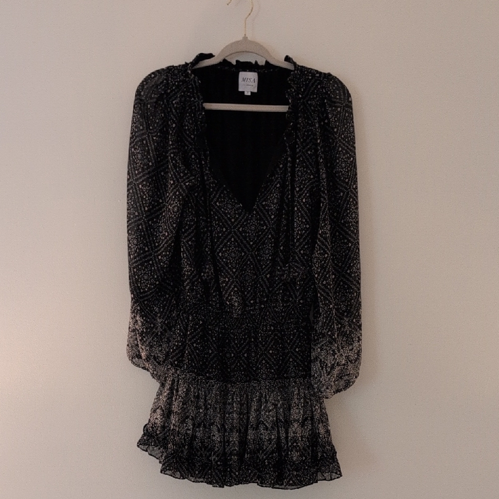 Misa Los Angeles Black and White Mini Dress